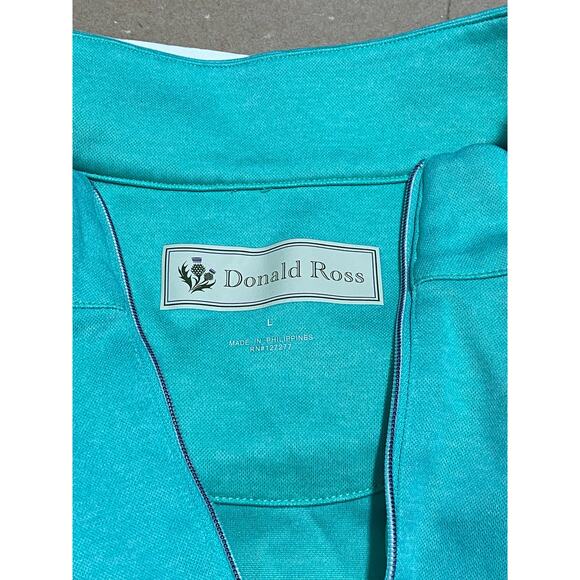 Donald Ross Sweater Mens LARGE Green Quarter Zip Performance Pullover Golf Logo - Picture 5 of 8